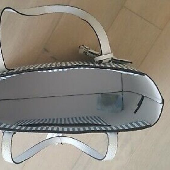 GUESS Blue White Striped Tote Bag Purse - Picture 5 of 8